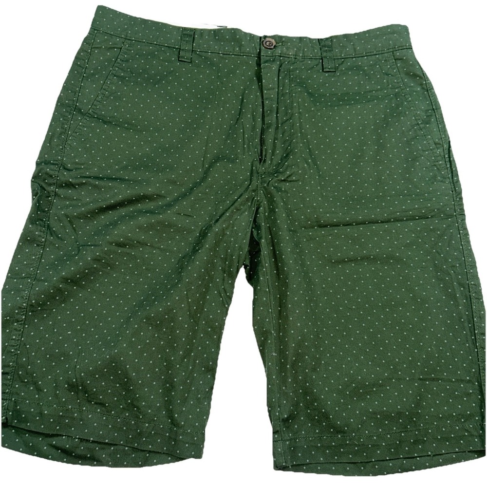 J Crew Chino Shorts Men's Size 32 Green With White Circle Accents Stretch